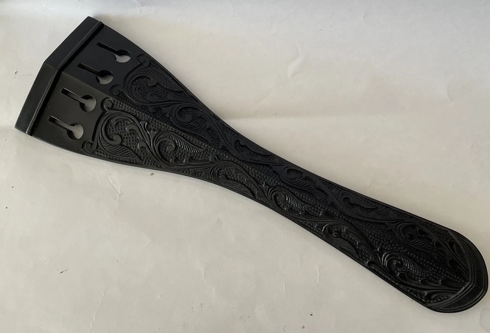 4 String 3/4 Carved Upright Bass Tailpiece Ebony Double Bass Gothic Tailpiece - Image 4 of 4