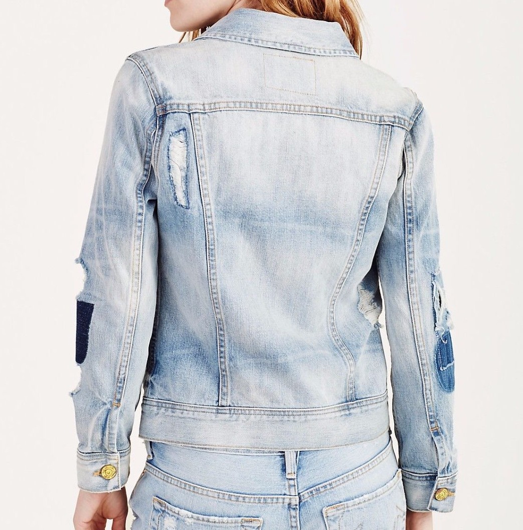 $299 NWT TRUE RELIGION SzL GIGI TRUCKER DESTROYED DENIM