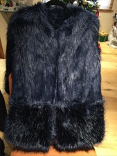Wendy Williams Dark Blue Faux Fur Coat Sz Xs New With Tag