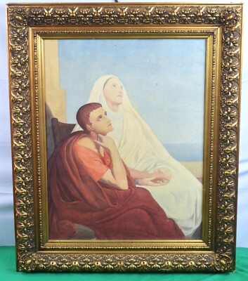 altes Heiligenbild Der heilige Augustinus  und seine Mutter, heilige Monika (908
