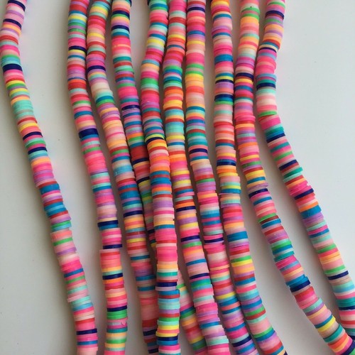 Cuentas espaciadoras de arcilla de polímero de color arco iris mixtas de 45 cm hebra 6 mm en forma de disco cuentas - Imagen 2 de 6