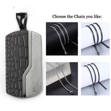 Stainless Steel Dog Tag Pendant Necklace Military Jewelry Multi Chain(Box/Curb)