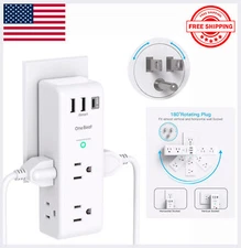 Surge Protector Extender: 6 AC Outlets, Rotating Plug, 3 USB (1 USB‑C), 1800J