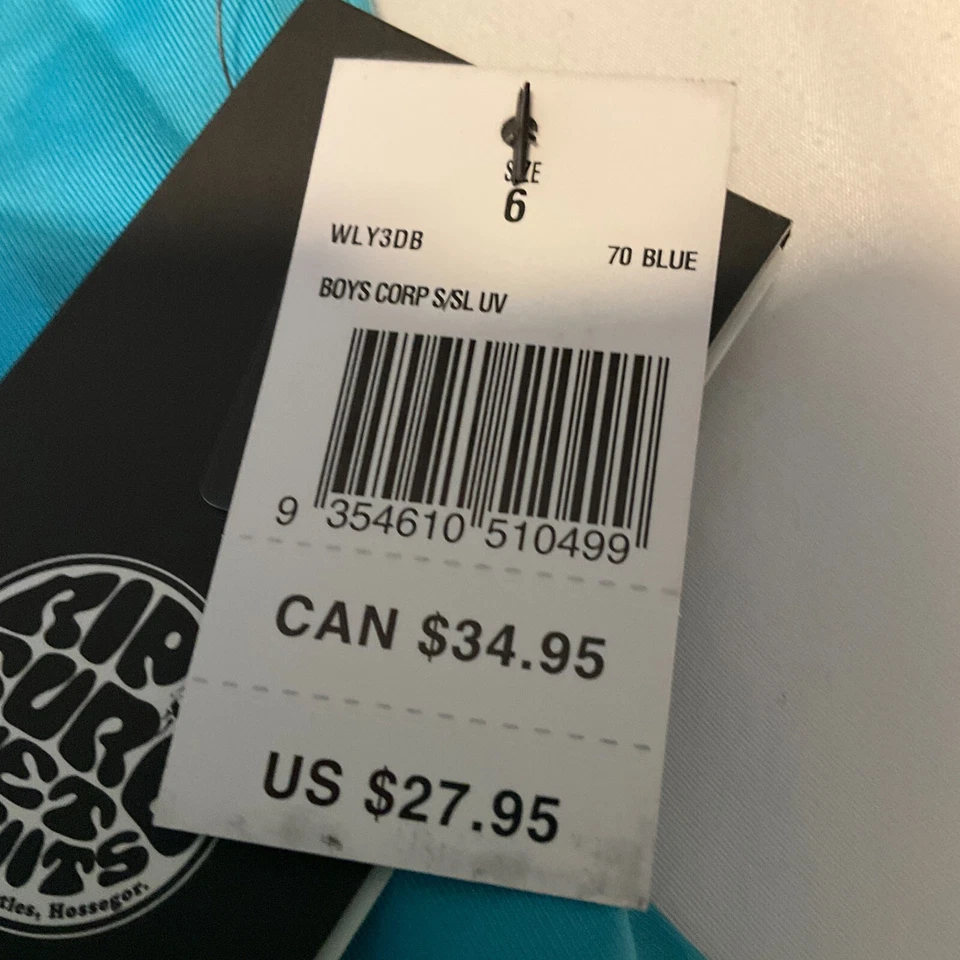 Camisetas antidesgarro Rip Curl protección contra erupciones niños talla 6 azul manga larga y corta 2 camisas Foto 3 de 4