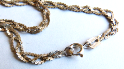 Collier Chaîne Art Nouveau En Argent Massif 925 – Maille Torsadée, Très Beau