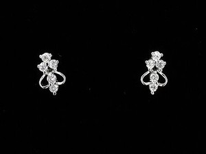 Authentic Floral 18K GP White Gold Plated CZ Stud Stick Earring Pairs Cubic Zirconia Clear