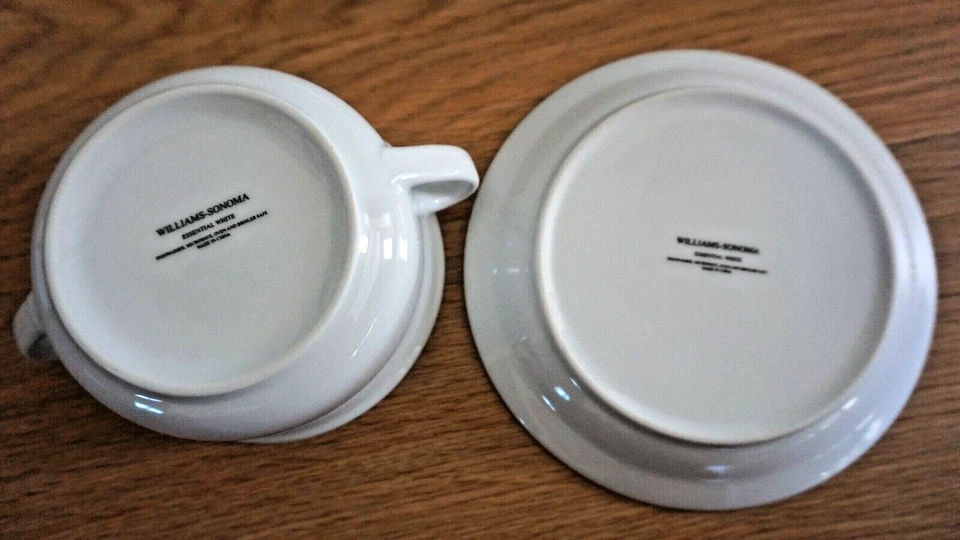 WILLIAMS-SONOMA ESSENTIAL WHITE CREAM SOUP BOWLS W/SAUCERS SET OF 10 - Image 4 of 4