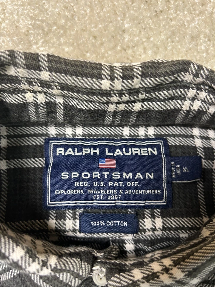 Рубашка спортивная мужская Ralph Lauren очень большая черная белая на пуговицах для улицы - Изображение 3 из 4