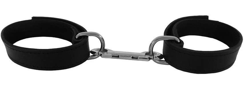 TUL-TOYS BDSM Bondage echt Leder Hand Fesseln Handfesseln mit Klettverschluss schwarz
