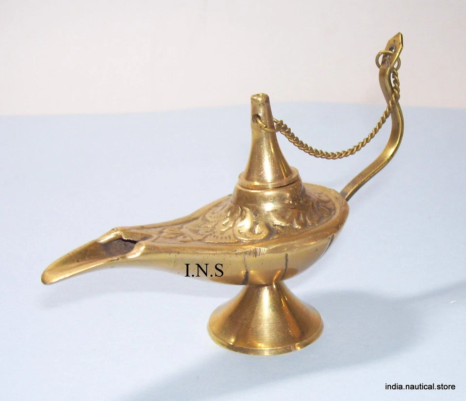 Aladin Genie Öllampen 6,5'' Messing Magische Lampe Aladdin Nahöstlicher Chirag - Bild 2 von 3