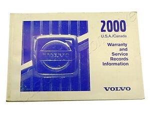 2000 VOLVO WARRANTY & SERVICE RECORDS MANUAL CANADA & USA owners