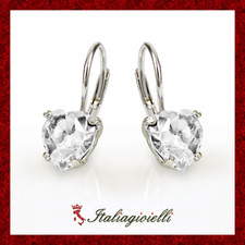 Orecchini Cuore Brillante in Argento 925 Rodiato Oro Bianco Donna