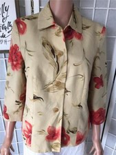Women's Sandra King 8 Silk Blend Oak Beige Floral Print Fit Blazer/jacket