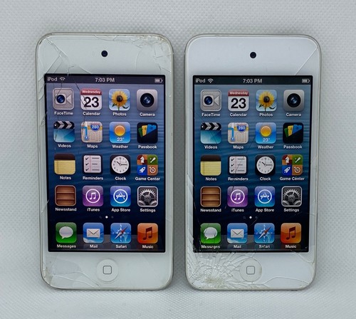 2 APPLE IPOD TOUCH 4TH GENERATION WHITE 8GB A1367 MD057C/A CRACKED SCREENS AS IS