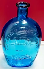 Wheaton Glass Bottle Turquoise George Washington 8" Embossed Newline, N J 1970's