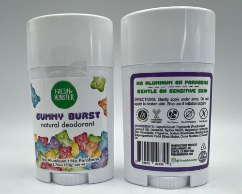 Lot Of 2 Fresh Monster Natural Deodorant for Kids & Teens Aluminum Paraben Free - Picture 2 of 2