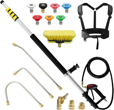 #ad 24 FT Pressure Washer Telescoping Wand with Power Washer Extension Wands Brush $204.16