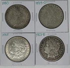 1880 1883-O 1885 1921-D Morgan Dollar Lot of 4