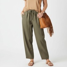 Eileen Fisher 100 Linen Brown Casual Drawstring Waist Pants M