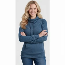 KÜHL Small Heathered Teal Cowl‑Neck Pullover with Kangaroo Pocket