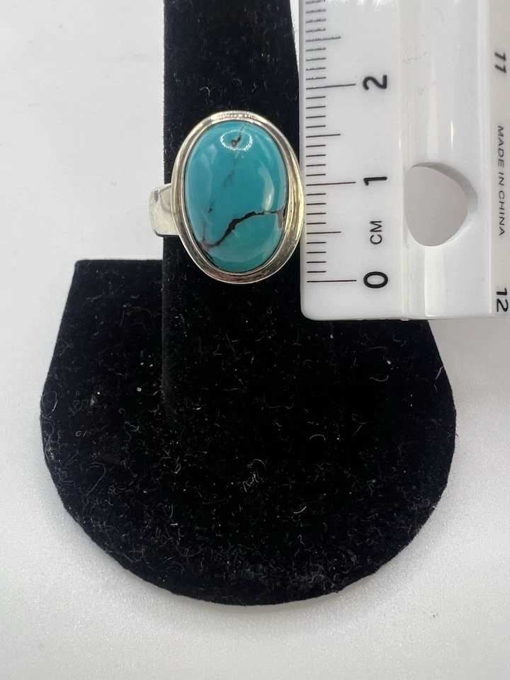 Juego de anillos y pendientes de plata de ley 925 turquesa estilo boho/vintage Foto 3 de 4