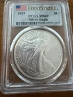 2025 (W) $1 American Silver Eagle PCGS MS69 FS Flag Label