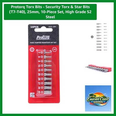 Precision 10-Piece Security Torx Bit Set T7-T40, High-Grade S2 Steel