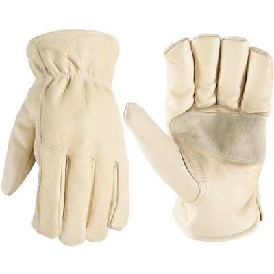 Men's Leather Work Gloves - Cowhide Palm, Reinforced - Large