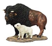 7" H Wild Animal Collection Standing Buffalo with Baby Figurine Office