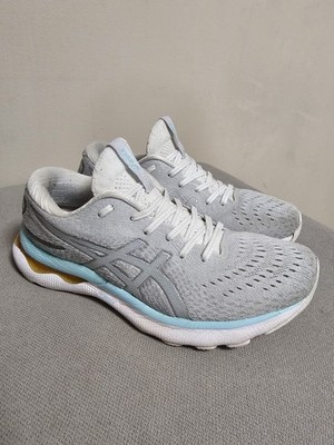ASICS Women's GEL-Nimbus 24 Running Shoes Grey Blue Size 8.5 Sneakers 1012B201
