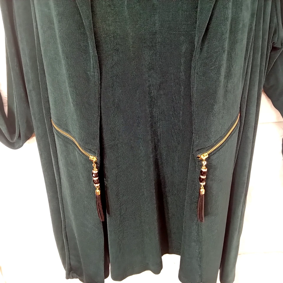 Chico's Travelers Juego de 2 piezas Separados Chaqueta Bolsillos Top Cremalleras Borlas 3P (L/14) Foto 3 de 4