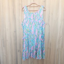 Lilly Pulitzer Kristen Flounce Dress XXL Unicorn Of The Sea Multi Resort Preppy