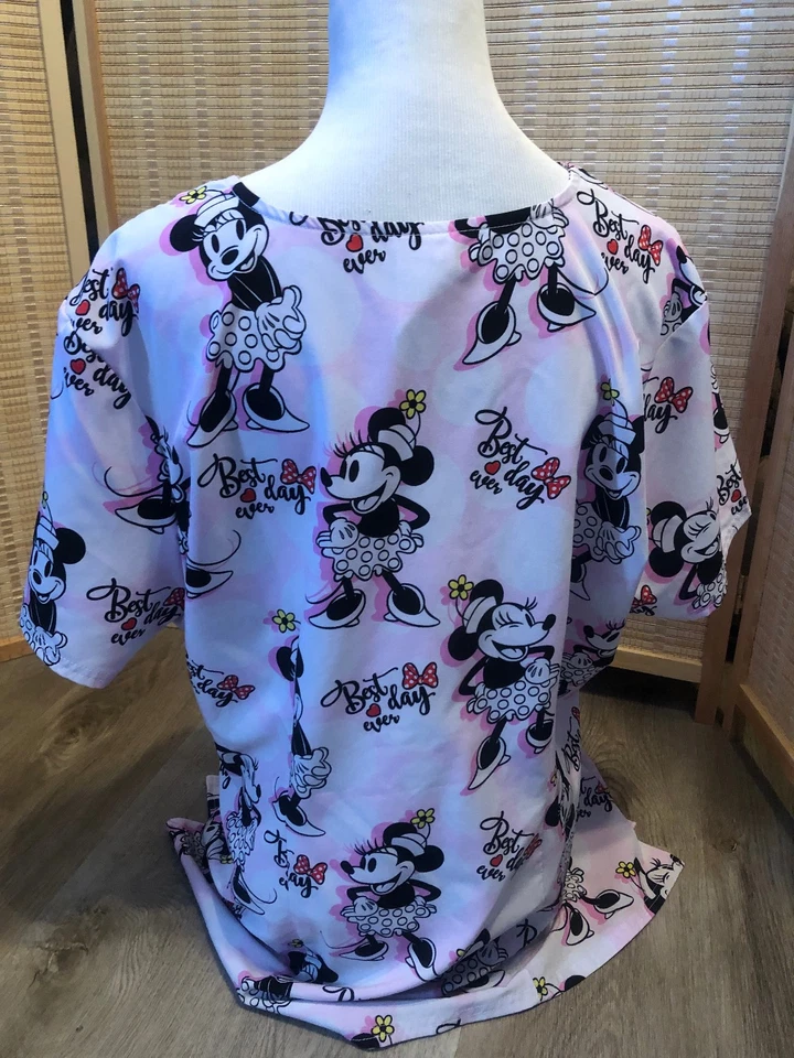 Blusa Médica Exfoliante Dibujos Animados Disney Minnie Mouse "El Mejor Día de la Historia" XL (H183) Rosa Foto 4 de 4
