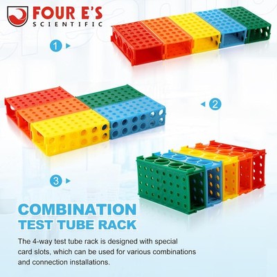 5PCS Test Tube Rack Plastic Lab Stand Rack 4 Way Centrifuge Test Tube Holder US