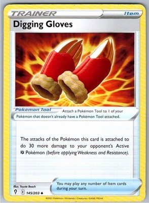 Pokemon Digging Gloves Tool 145/203 SWSH07: Evolving Skies Uncommon NM