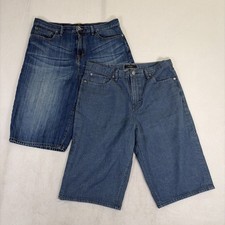 2 Y2K Sean John Jean Shorts Mens 36 Blue Baggy Grunge Streetwear Skater Vintage