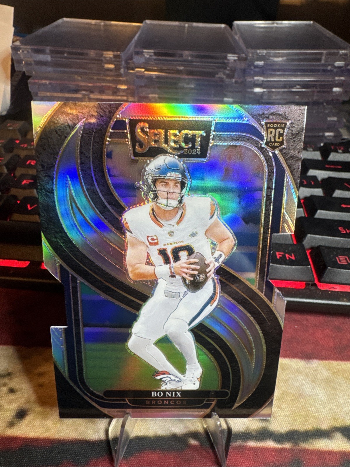 2024 Panini Select - Premier Level Bo Nix #117 Silver Prizm Die-Cut (RC)
