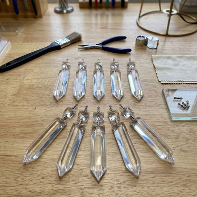 10 PCS, CRYSTAL CHANDELIER PRISM VINTAGE CHANDELIER LAMP PARTS, H: 4.5 ''