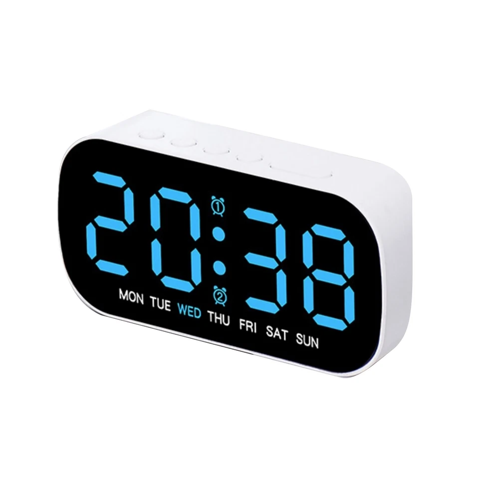 White Digital Display LED Alarm Clock With Calendar Temperature Desk Clock - Image 4 of 4