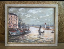 Pastel Rodolphe Planquette 1995 Honfleur Hôtel Cheval Blanc 40x30