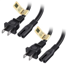 UL Listed 2-Pack 10ft 2 Prong TV Power Cord Non-Polarized NEMA 1-15P to C7 for S