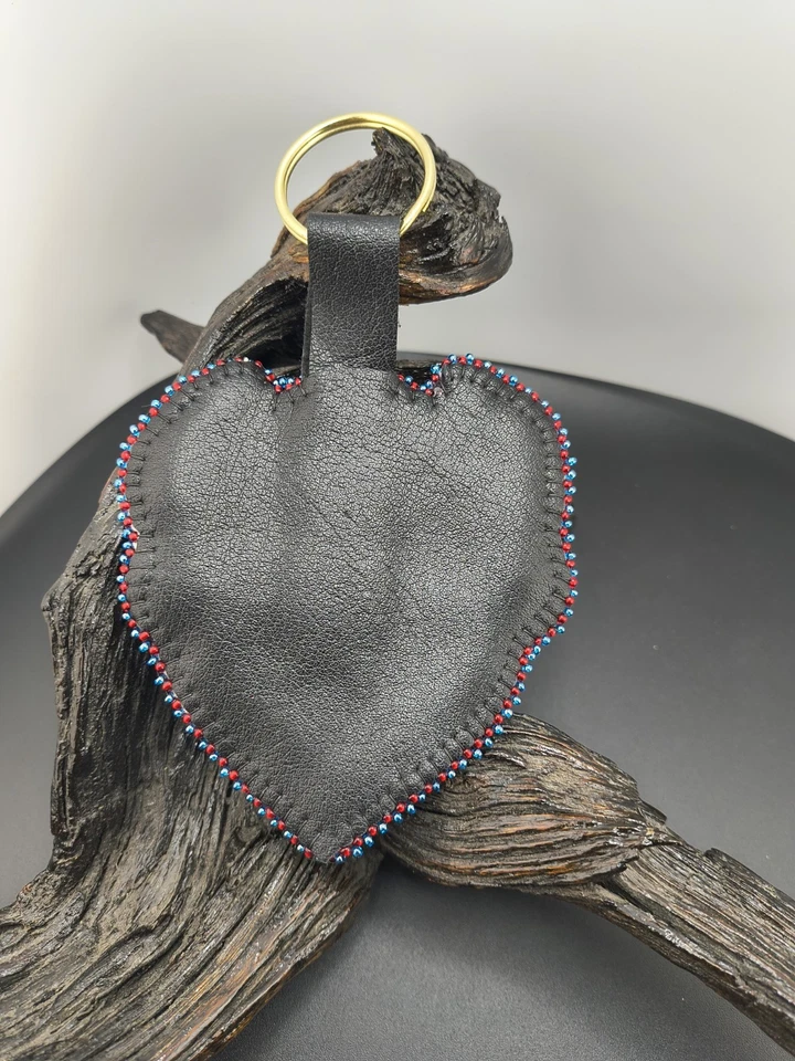 Ultimate OKC Thunder Medallion , Keyring Hand Beaded  Hand stitched, One of kind - Image 3 of 4