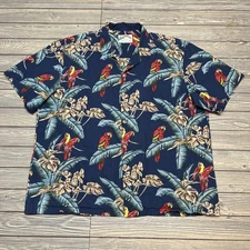 Paradise Found Parrot Hawaiian Shirt Short Sleeve Button Up Camp Shirt Sz 2XL