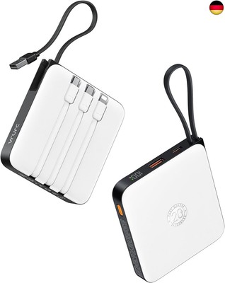 VRURC 20000mAh Power Bank mit Kabel Klein USB C Powerbank Schnelles Aufladen
