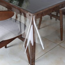 Clear Vinyl Tablecloth Protector Waterproof/Oil-Proof Plastic Rectangle Trans...