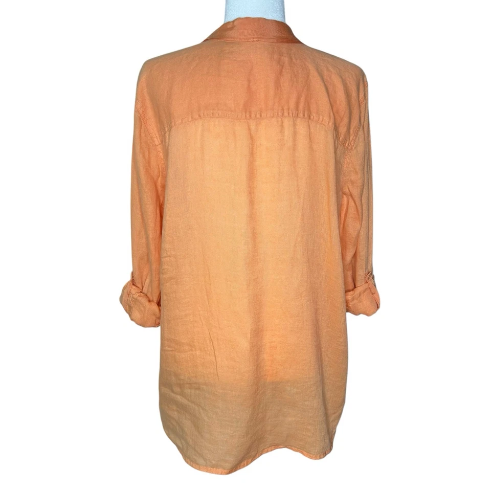 Top túnica Chicos L 100 % lino manga lengüeta enrollable crema camisa Lagenlook playera Foto 2 de 4