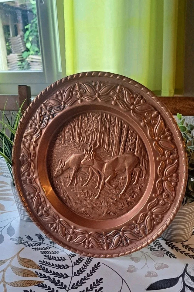 Assiette décorative en cuivre diamètre 30 cm - Photo 1/4
