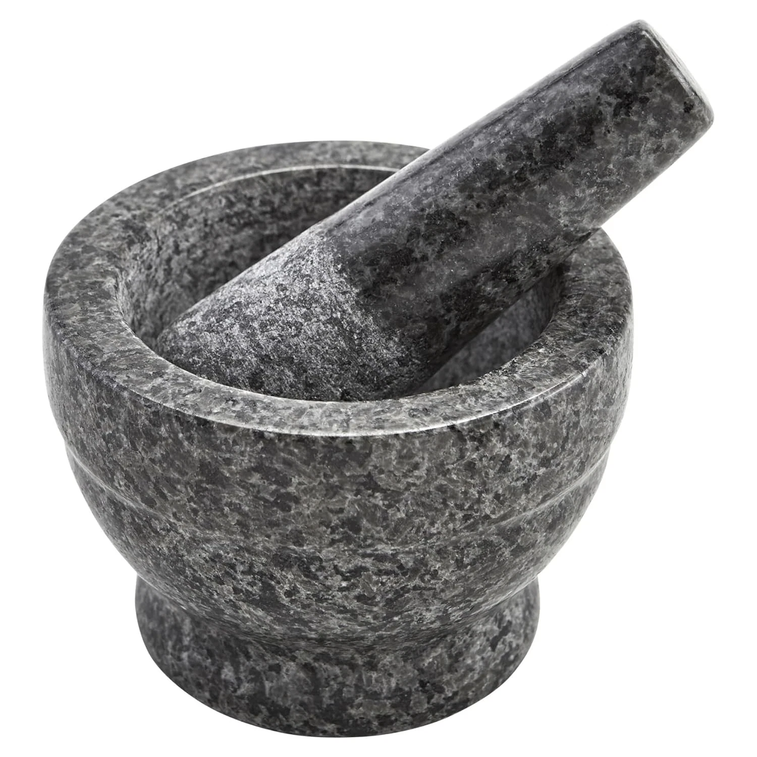 Small Polished Granite Mortar and Pestle 3.75 Inch Diameter Grinding Tool