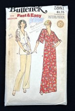 Butterick 5981 Misses Dress, Top, Pants Vintage 1970's Patterm size medium Cut