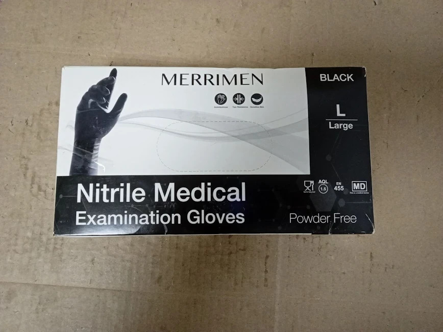 Merrimen Nitrile Disposable Gloves Powder Latex Free Medical Grade Durable L New